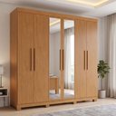 Ver imagem 1 de Guarda-Roupa Casal Easy Slim 6 Portas com Espelho e Pés Amêndoa Clean