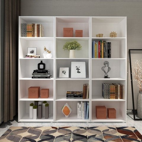 Kit 3 Estantes para Livros 5 Prateleiras 180CMX180CM Multy Branco