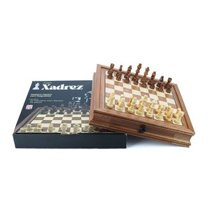 Jogo Tabuleiro Xadrez Madeira Profissional Diversão Família 32x32cm
