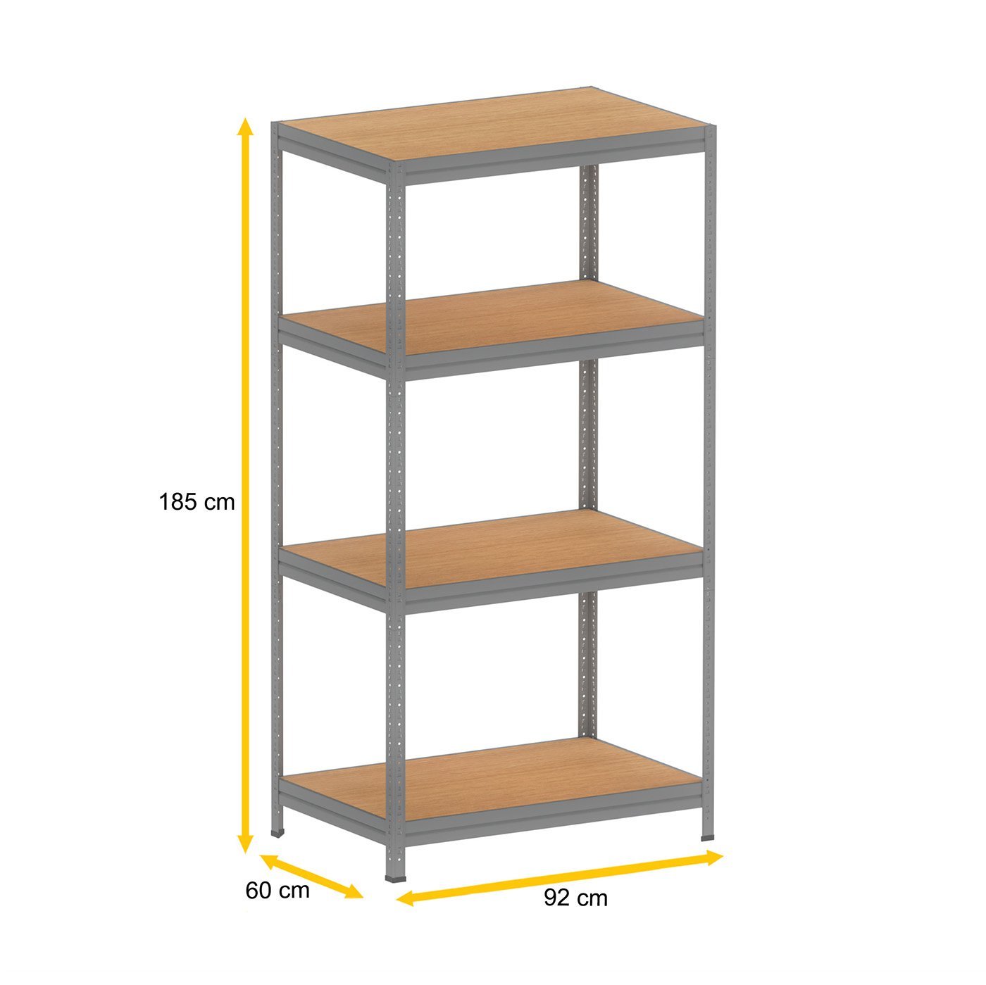 ESTANTE DE AÇO PESADA 185X92X60 4 PRAT. MAD. PANDIN - CINZA EPP1850X600 PRAT MAD - 2