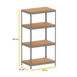 ESTANTE DE AÇO PESADA 185X92X60 4 PRAT. MAD. PANDIN - CINZA EPP1850X600 PRAT MAD - 2
