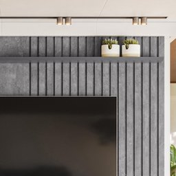 Painel Bless 2.3 Ripado Com Prateleira 25mm Para Tv Até 75 Polegadas Lukaliam Móveis - Cimento - 4 Painel Bless 2.3 Ripado Com Prateleira 25mm Para Tv Até 75 Polegadas Lukaliam Móveis - Cimento - 4