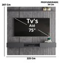 Ver imagem 2 de Painel Bless 2.3 Ripado Com Prateleira 25mm Para Tv Até 75 Polegadas Lukaliam Móveis - Cimento