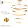 Pendente 20x40x60x80x100cm 188w 3k Aluminio Dourado Sindora - 2