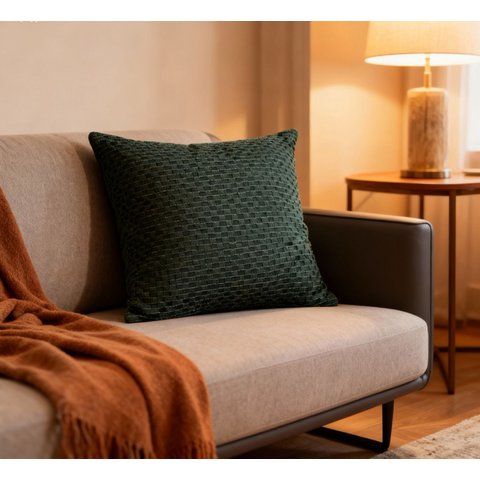 Capa de Almofada Rustica em Algodão Macrame Verde