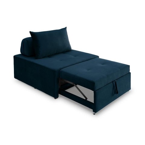 4 em 1 Poltrona, Puff, Chaise e Cama Ares Azul Estofama