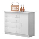 Ver imagem 2 de Jogo de Quarto Infantil Doce Sonho Cômoda 1 Porta e Berço Mini Cama Branco - Qmovi