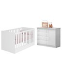 Ver imagem 1 de Jogo de Quarto Infantil Doce Sonho Cômoda 1 Porta e Berço Mini Cama Branco - Qmovi