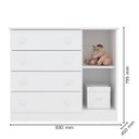 Ver imagem 3 de Jogo de Quarto Infantil Doce Sonho Cômoda 1 Porta e Berço Mini Cama Branco - Qmovi