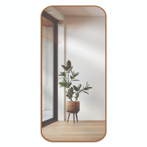 Espelho Orgânico Decorativo Retangular Grande Moderno Sala Quarto Banheiro Caramelo