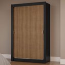 Ver imagem 1 de Guarda-roupa Solteiro 2 Portas de Correr Preto/rustic Milano Madesa