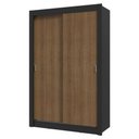 Ver imagem 3 de Guarda-roupa Solteiro 2 Portas de Correr Preto/rustic Milano Madesa