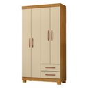 Ver imagem 2 de Guarda-Roupa Solteiro com 4 Portas e 2 Gavetas 100cm Multimóveis CR35675 Madeirado/Off White