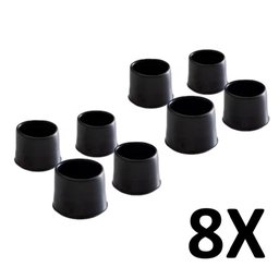 Kit 8 Ponteira Cadeiras Mesa Pés Móveis Tubos Preta 1'' - 1