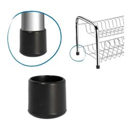 Kit 8 Ponteira Cadeiras Mesa Pés Móveis Tubos Preta 1'' - 2