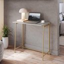 Ver imagem 1 de Mesa Dobrável Portátil 80cm X 77,5cm Industrial Pés em Metal Cor:arenas com Dourado