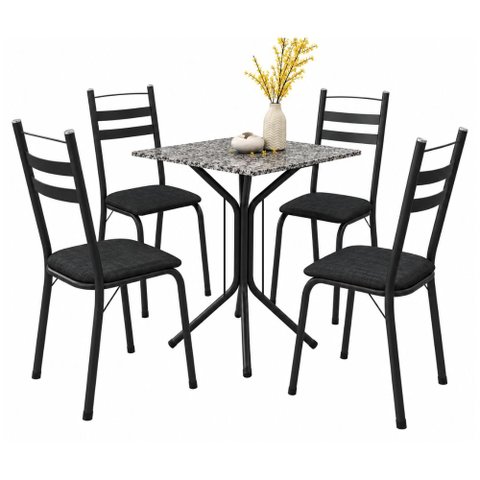 Conjunto de Mesa Sala de Jantar com 4 Cadeiras Leia Tubular Granito Artefamol