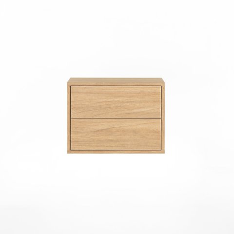 Mesa de Cabeceira Suspensa Har 2 Gavetas - 45 Cm X 35 Cm - Tauari / Telinha Rattan Tauari