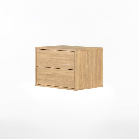 Mesa de Cabeceira Suspensa Har 2 Gavetas - 45 Cm X 35 Cm - Tauari / Telinha Rattan Tauari