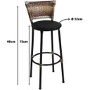Ver imagem 2 de Kit 3 Banquetas Altas Preta com Encosto Junco Capuccino Assento Preto