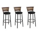 Ver imagem 1 de Kit 3 Banquetas Altas Preta com Encosto Junco Capuccino Assento Preto