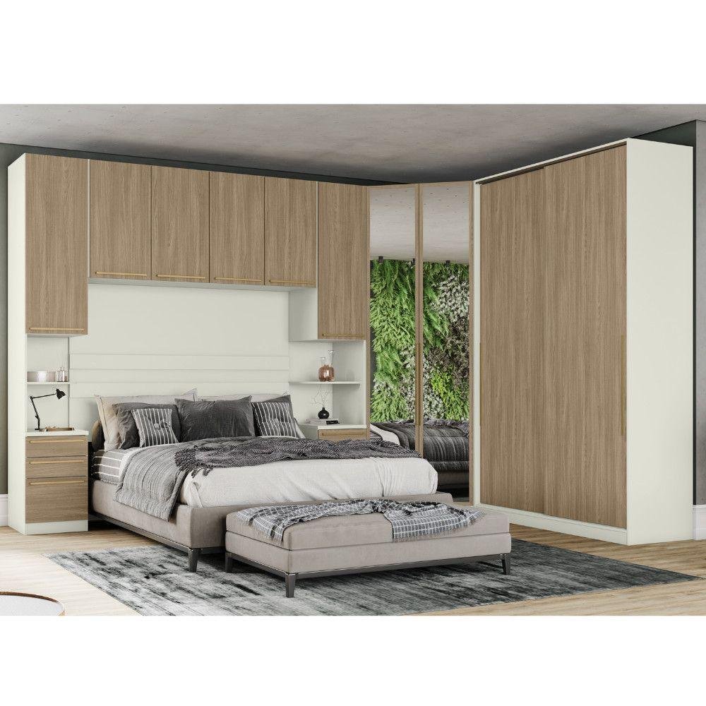 Quarto Modulado Completo Henn Seletto 5 Peças Areia Jequitiba - 2