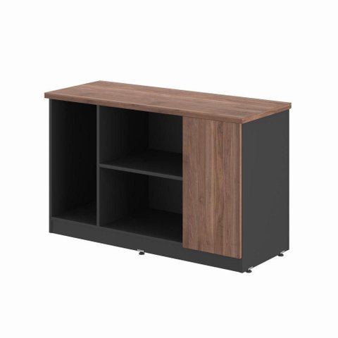 Balcão Balcao Baixo 3 Nichos Ortz Vila do Horizonte 1 Porta MDP 105cm Noce Preto Casah