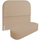 Ver imagem 1 de Cabeceira Cama Box Casal 160cm Lanna com Puff Recamier Doha W01 Linho Bege Escuro - Lyam Decor