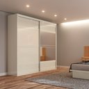 Ver imagem 2 de Guarda Roupa Casal com Espelho 223cm 2 Portas 100% MDF TW602E Off White - Dalla Costa