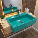 Ver imagem 2 de Cuba Pia Semi Encaixe para Banheiro Retangular 54cm XRT C08 Azul Turquesa - Mpozenato