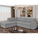 Ver imagem 2 de Sofá Retrátil com Chaise 3 Lugares 262cm Chel Veludo Cinza Claro - Sallar Home