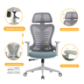 Cadeira Escritório Presidente Bio Ergonômica Suporte Lombar Cabeça Ajustável Sistema Relax Cinza - 5