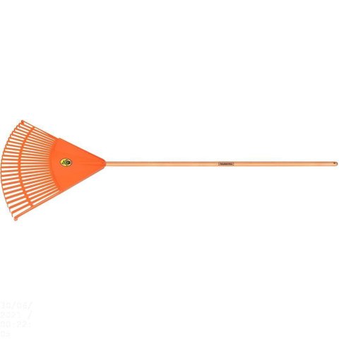 Vassoura com 26 Dentes Tramontina em Polipropileno Laranja com Cabo de Madeira 120 Cm Tramontina