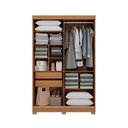 Ver imagem 4 de Guarda-Roupa Solteiro 2 Portas de Correr e 2 Gavetas Clean Marrom/Canela/Off White