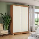 Ver imagem 1 de Guarda-Roupa Solteiro 2 Portas de Correr e 2 Gavetas Clean Marrom/Canela/Off White