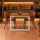 Ver imagem 4 de Mesa de Jantar Reforçada Industrial 160x60cm Tampo Marrom Pés Branco