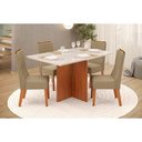 Ver imagem 1 de Conjunto: Mesa Sala Jantar Hera C/ Tampo Madeirado C/ Vidro Reto 120x90cm e 4 Cadeiras Jade Freijo/