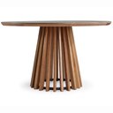 Ver imagem 2 de Mesa de Jantar Brisa Tampo Redondo Vidro Off White Base Verniz Avela 130cm - 50981