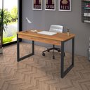 Ver imagem 1 de Escrivaninha Mesa Escritório Oficce 120cm Industrial Preto Fosco e Amendoa