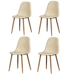 Kit 4 Cadeiras Tânia Rivatti em Poliuretano (PU) Nude Base Nogueira - 1