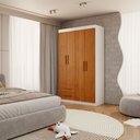 Ver imagem 1 de Guarda-Roupa Infantil Lisboa 4 Portas 2 Gavetas Branco/Cinamomo - Panorama Móveis