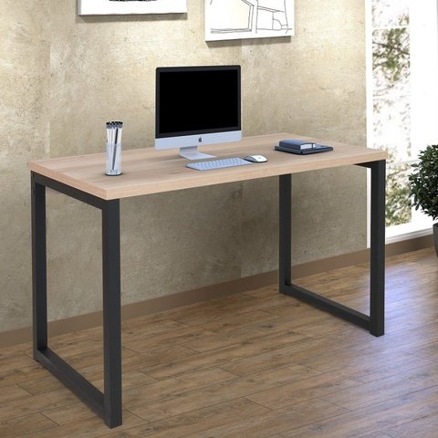 Escrivaninha Mesa Escritório Office 120cm Industrial Preto Fosco E Carvalho
