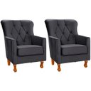 Ver imagem 2 de Kit 2 Poltronas para Sala Decorativas c/ Capitonê Carrara Veludo Cinza