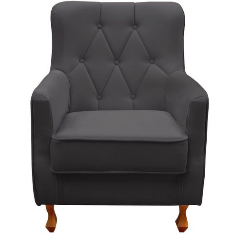 Kit 2 Poltronas para Sala Decorativas c/ Capitonê Carrara Veludo Cinza