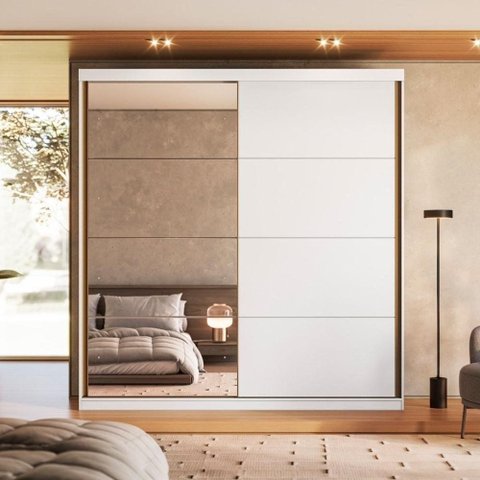 Guarda Roupa 2 Portas de Correr com Espelho 219 cm X 230 cm 100% MDF