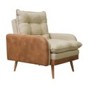 Ver imagem 3 de Poltrona do Papai Reclinável 5 Posições Linho Cru com Corino Nozes