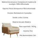 Ver imagem 2 de Poltrona do Papai Reclinável 5 Posições Linho Cru com Corino Nozes