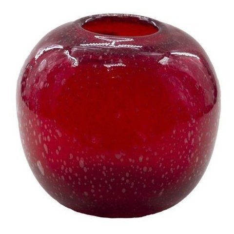 Vaso Murano Decorativo Vermelho Brilhante Redondo 21x 24