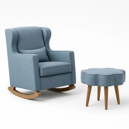 Poltrona de Amamentação e Balanço com Puff em Suede Confortável - 2