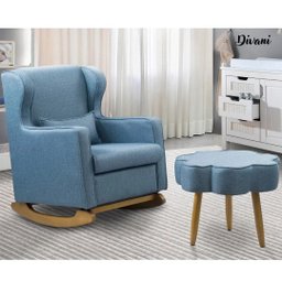 Poltrona de Amamentação e Balanço com Puff em Suede Confortável - 1